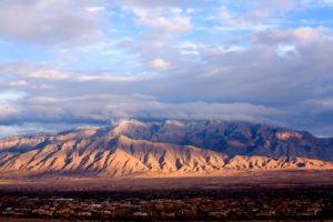 The Sandia Mountains east of Albuquerque NM